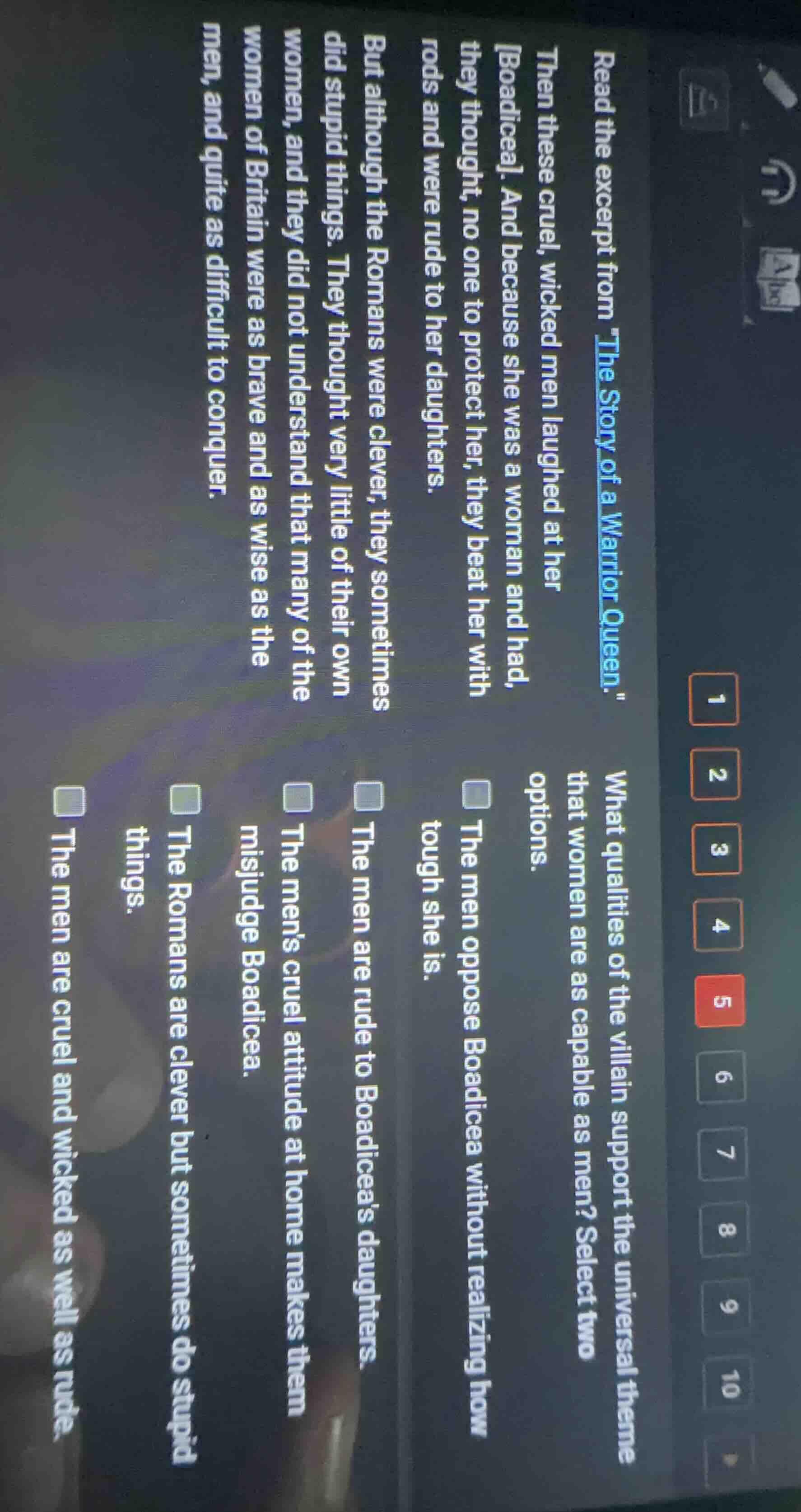 read the excerpt from \the story of a warrior queen.\then these cruel, …