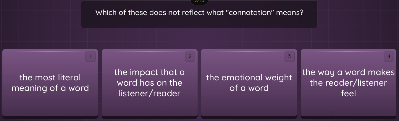 which of these does not reflect what \connotation\ means? 1. the most l…