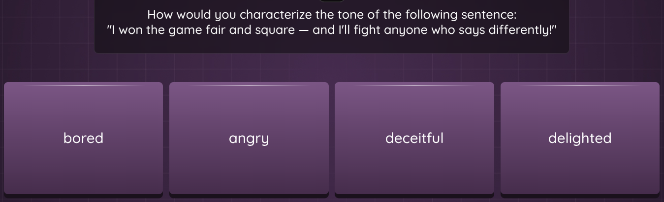 how would you characterize the tone of the following sentence: \i won t…