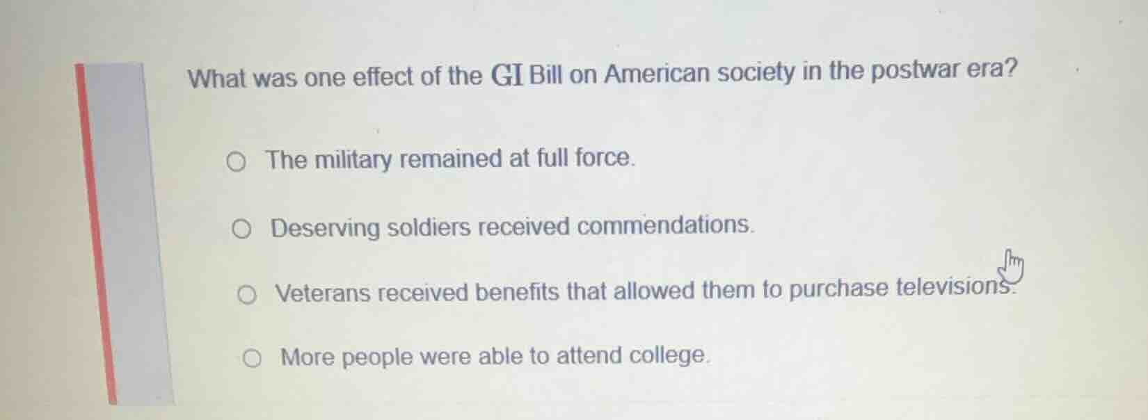 what was one effect of the gi bill on american society in the postwar e…