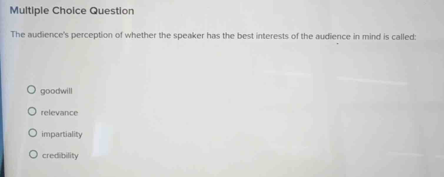 multiple choice question the audiences perception of whether the speake…