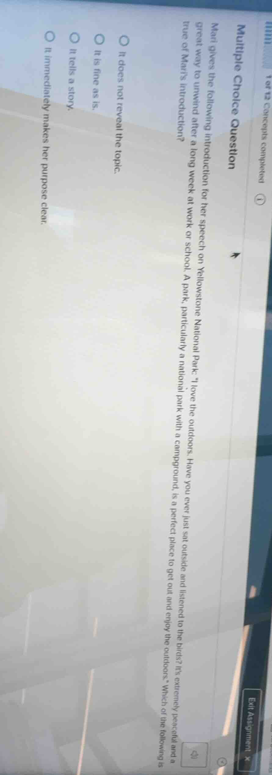 multiple choice question mari gives the following introduction for her …