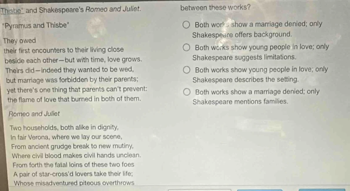 thisbe\ and shakespeares romeo and juliet. \pyramus and thisbe\ they ow…