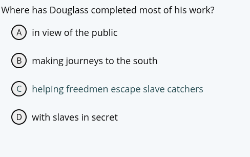 where has douglass completed most of his work? a in view of the public …