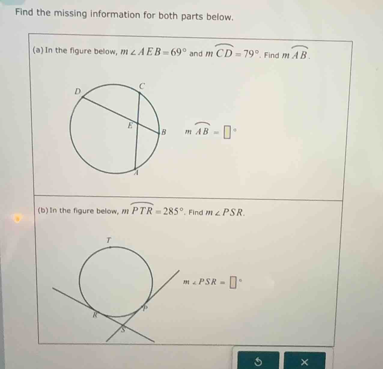 find the missing information for both parts below. (a) in the figure be…