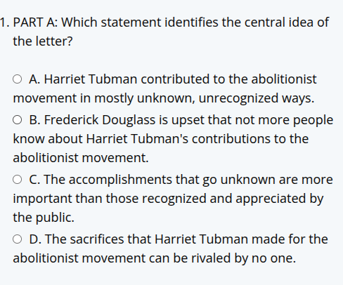 1. part a: which statement identifies the central idea of the letter? a…