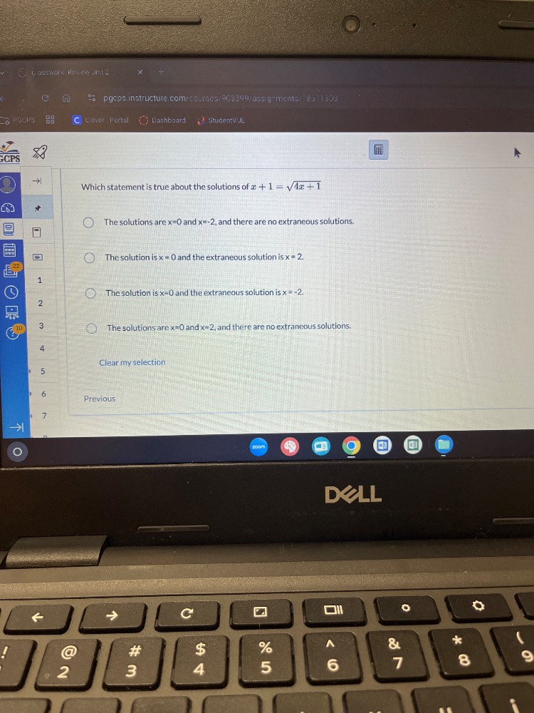 which statement is true about the solutions of $x + 1 = \\sqrt{4x + 1}$…