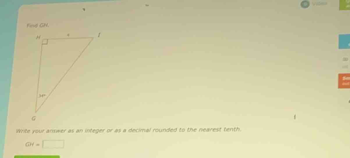 find gh. write your answer as an integer or as a decimal rounded to the…