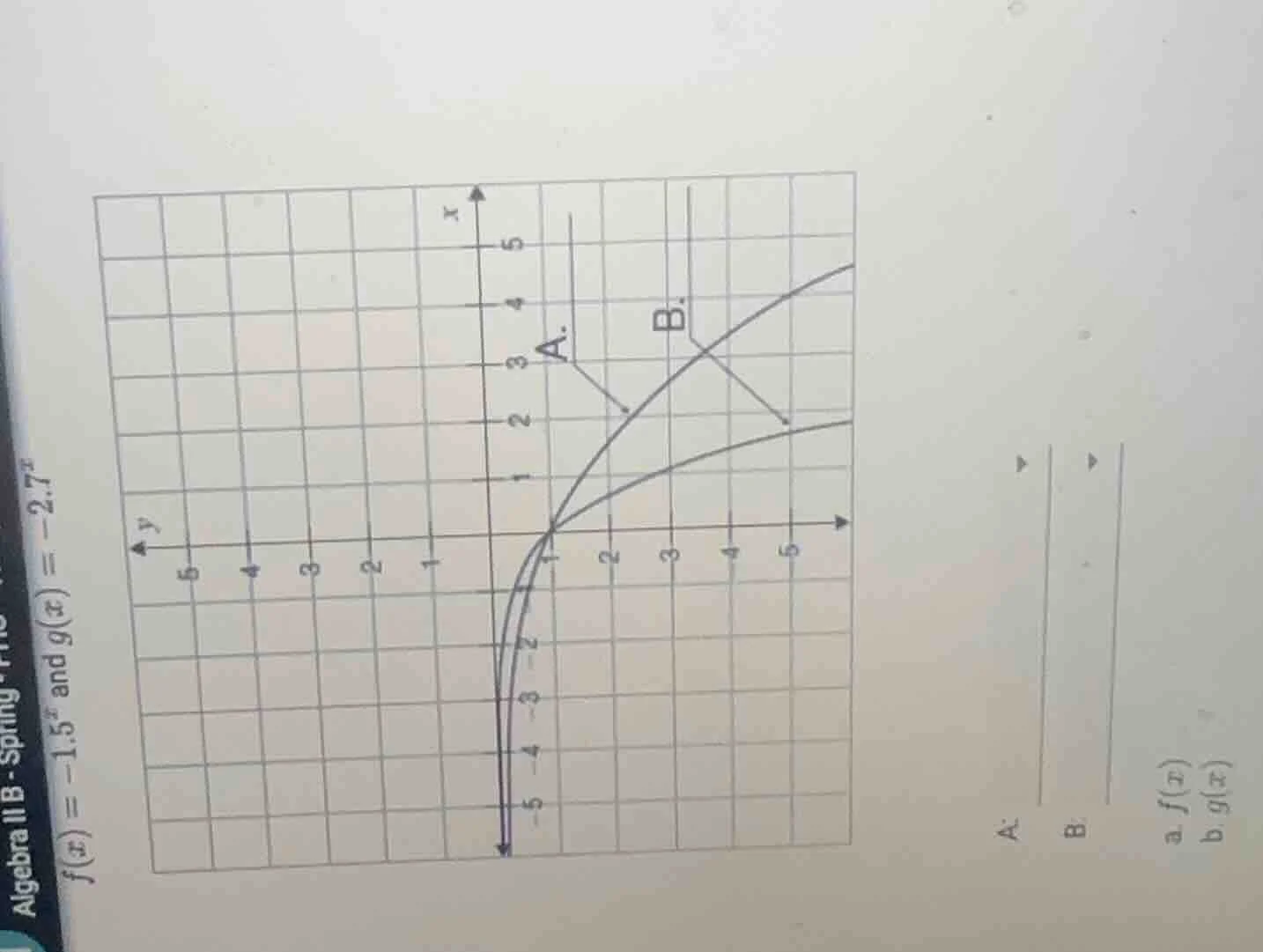 algebra ii b - spring $f(x) = -1.5^{x}$ and $g(x) = -2.7^{x}$ a: b: a. …