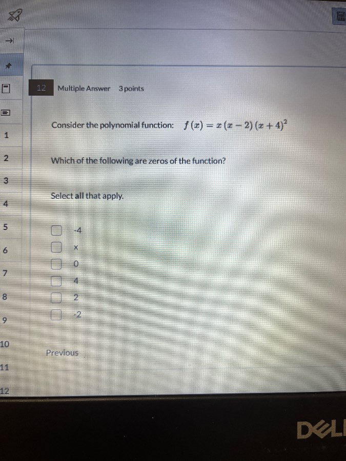 12 multiple answer 3 points consider the polynomial function: $f(x) = x…