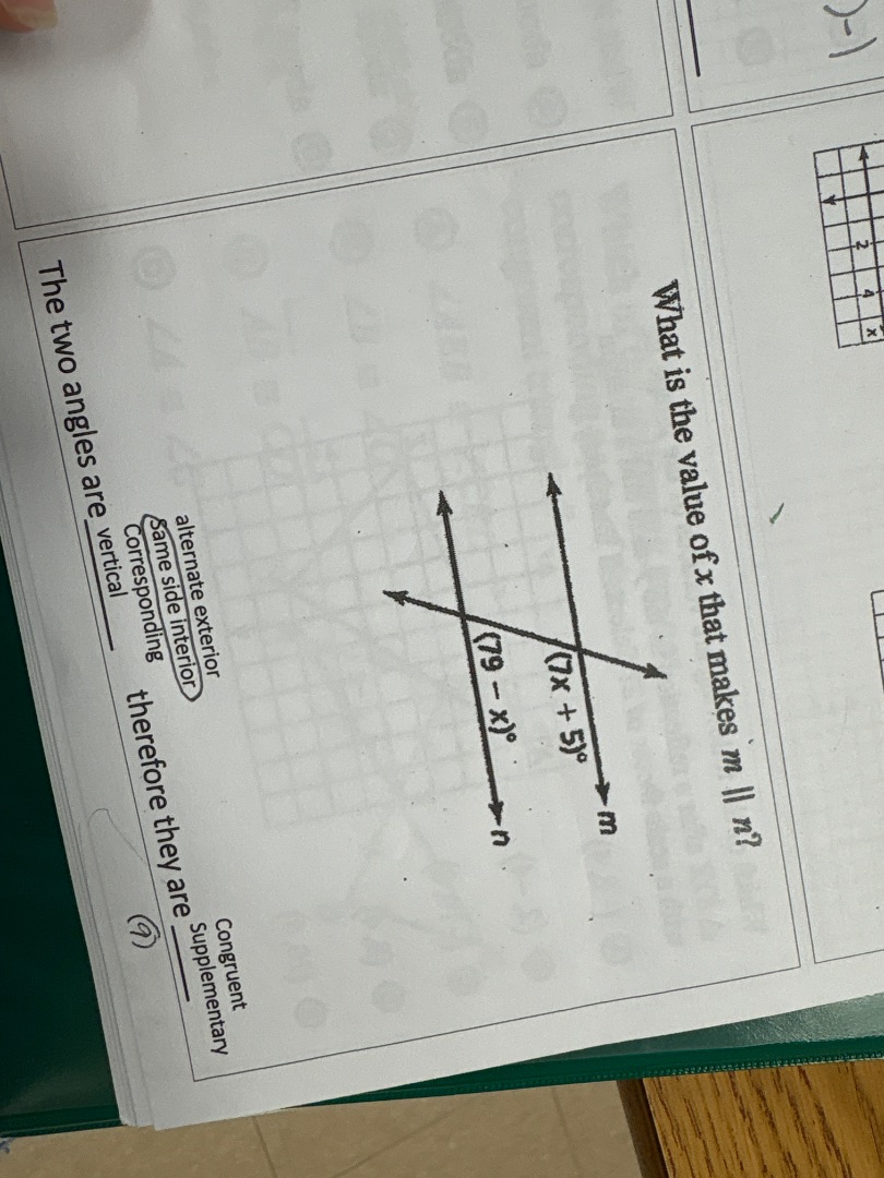 what is the value of $x$ that makes $m \\parallel n$? the two angles ar…