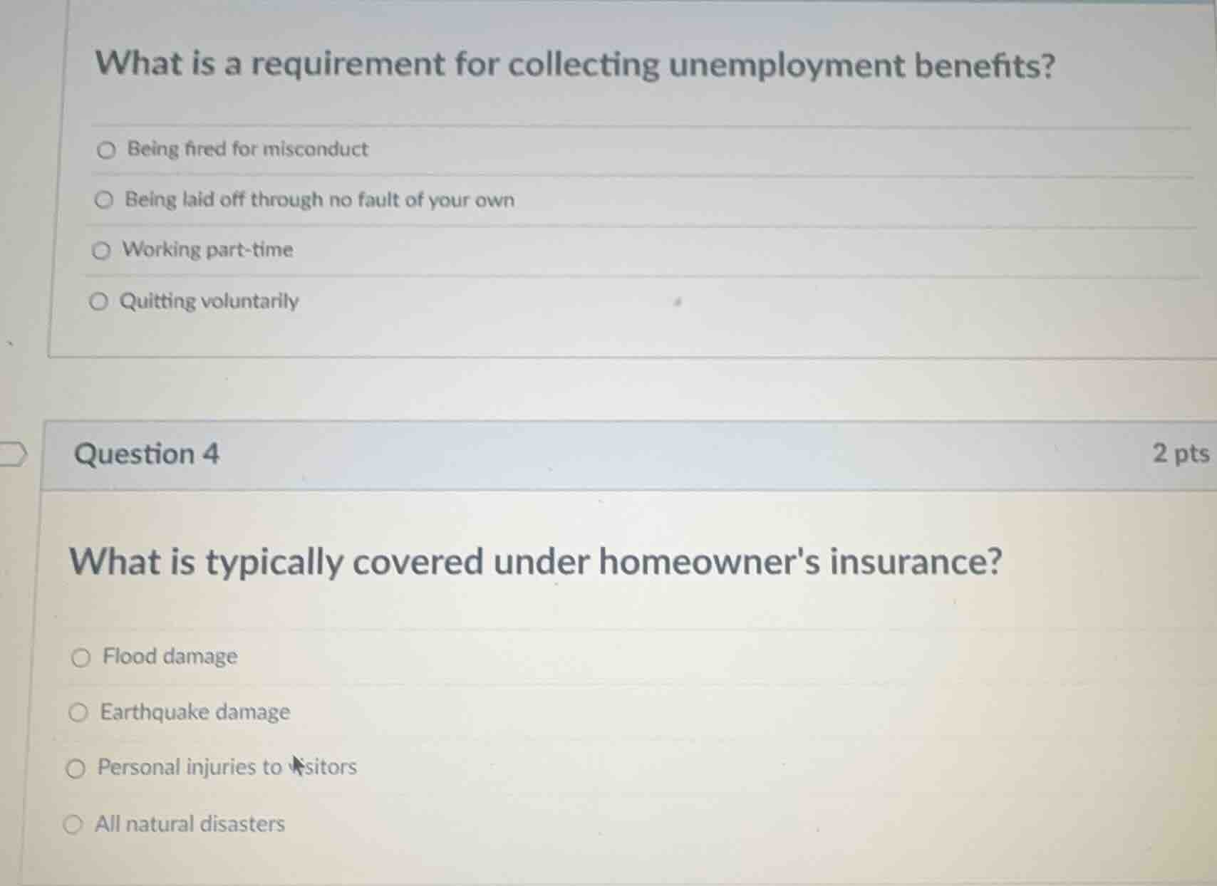 what is a requirement for collecting unemployment benefits?○ being fire…