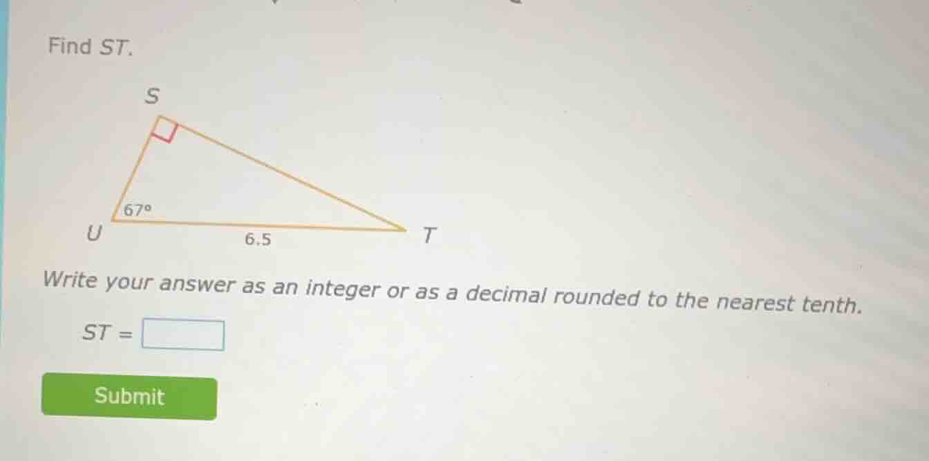 find st. write your answer as an integer or as a decimal rounded to the…