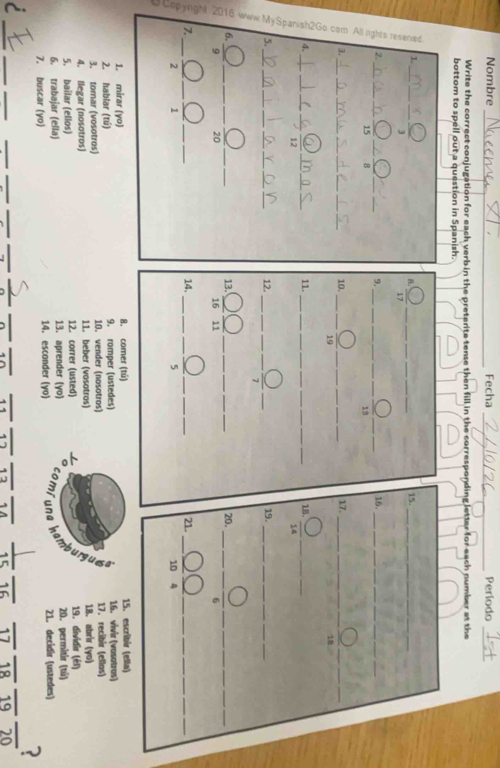 nombre _______ fecha _______ periodo _______ write the correct conjugat…