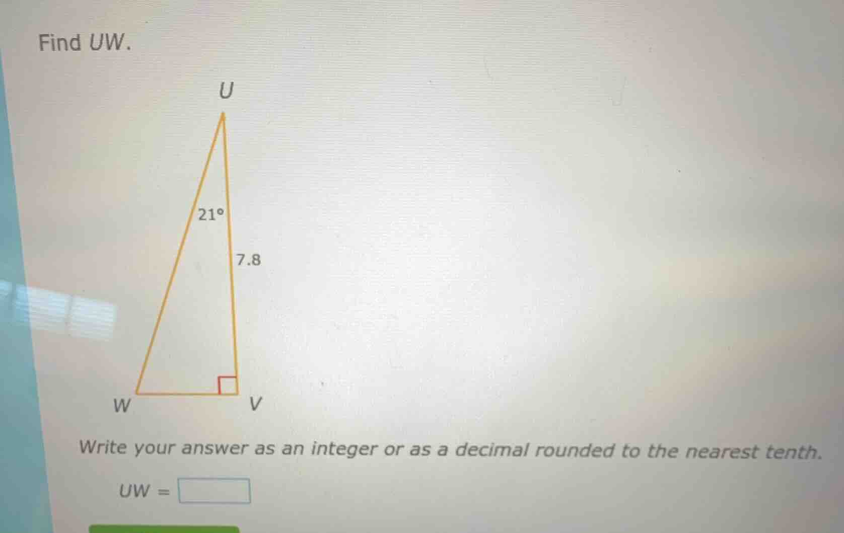 find $uw$. write your answer as an integer or as a decimal rounded to t…