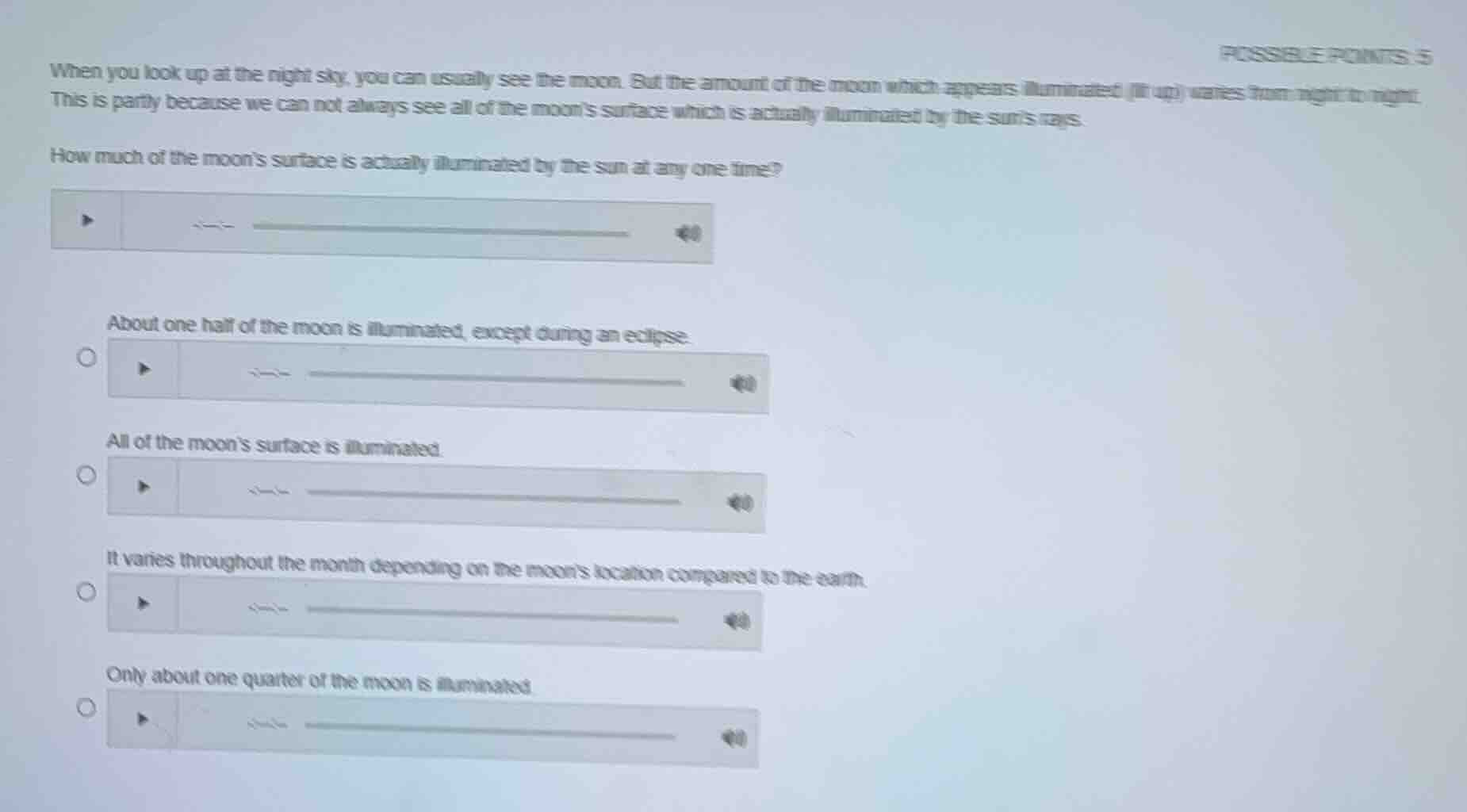 possible points: 5 when you look up at the night sky, you can usually s…