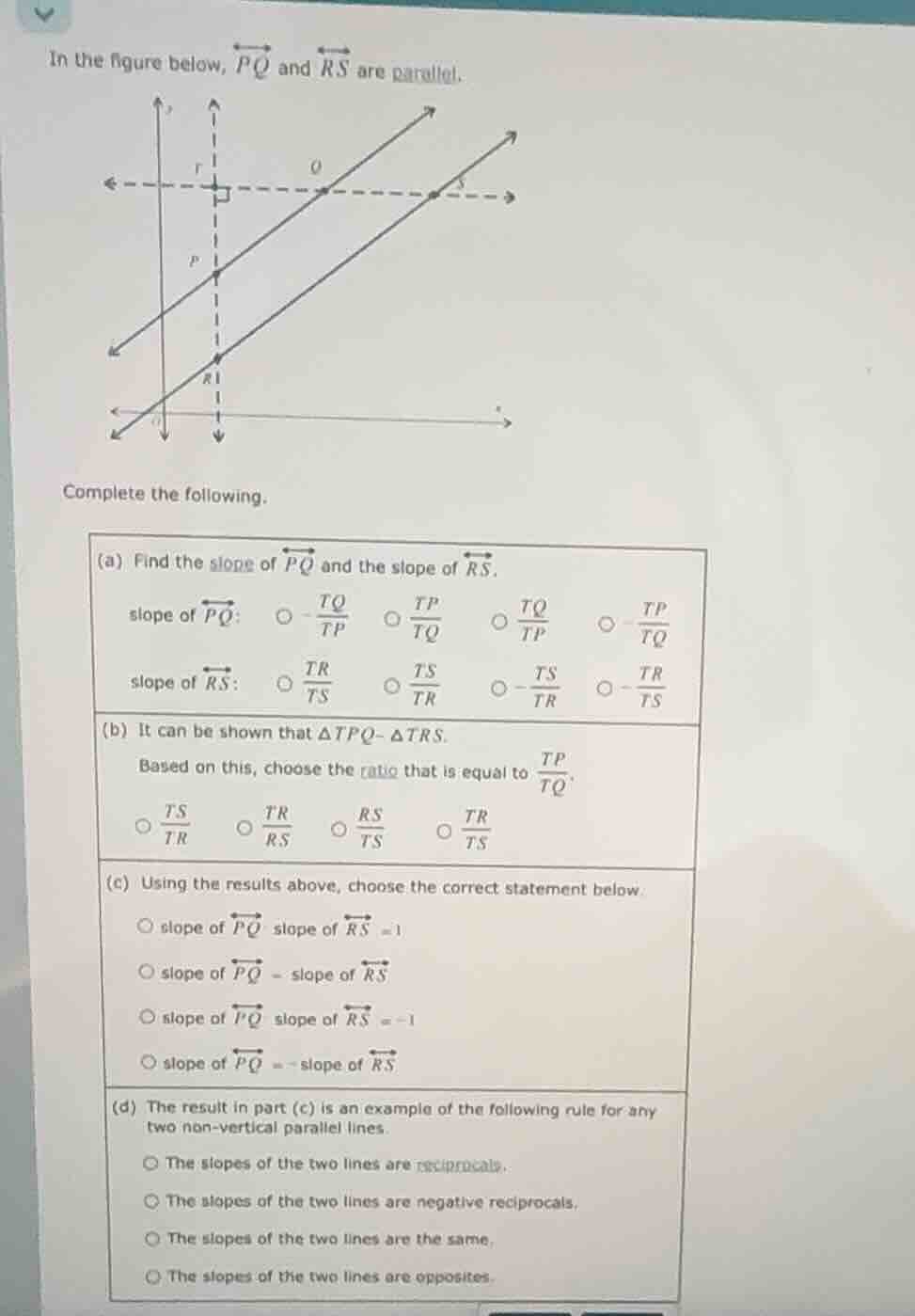 in the figure below, $overleftrightarrow{pq}$ and $overleftrightarrow{r…