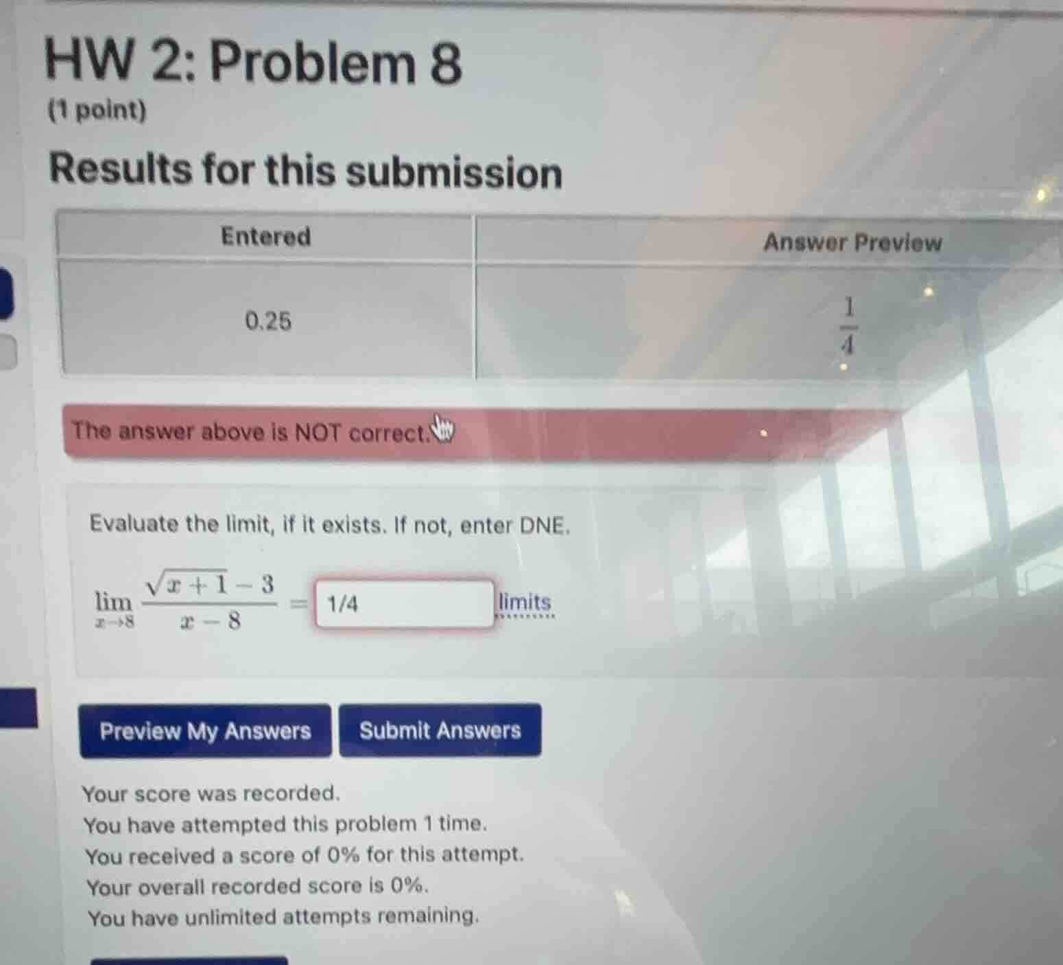 hw 2: problem 8 (1 point) results for this submission entered answer pr…