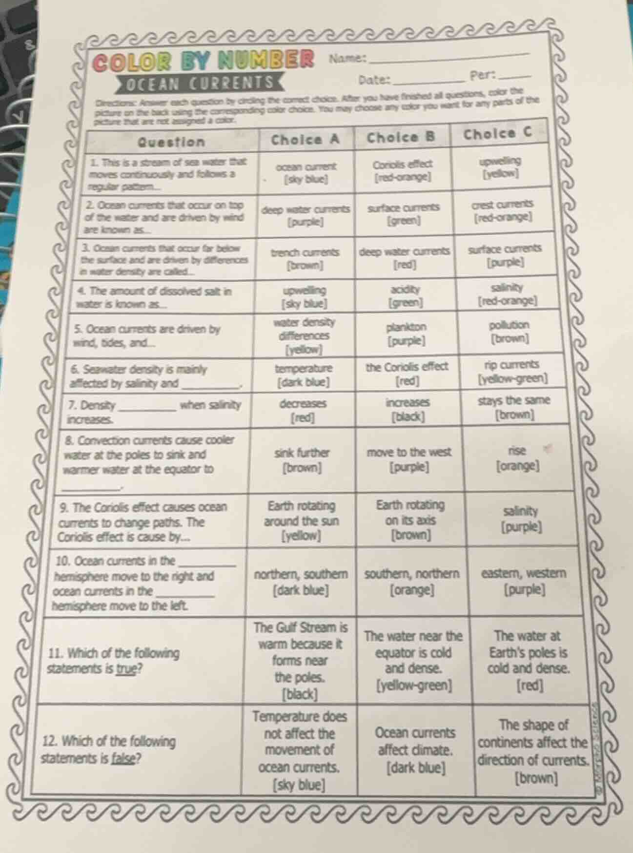 color by numberocean currentsname: _______________date: ____________ pe…