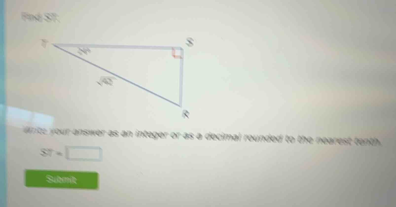find st. write your answer as an integer or as a decimal rounded to the…