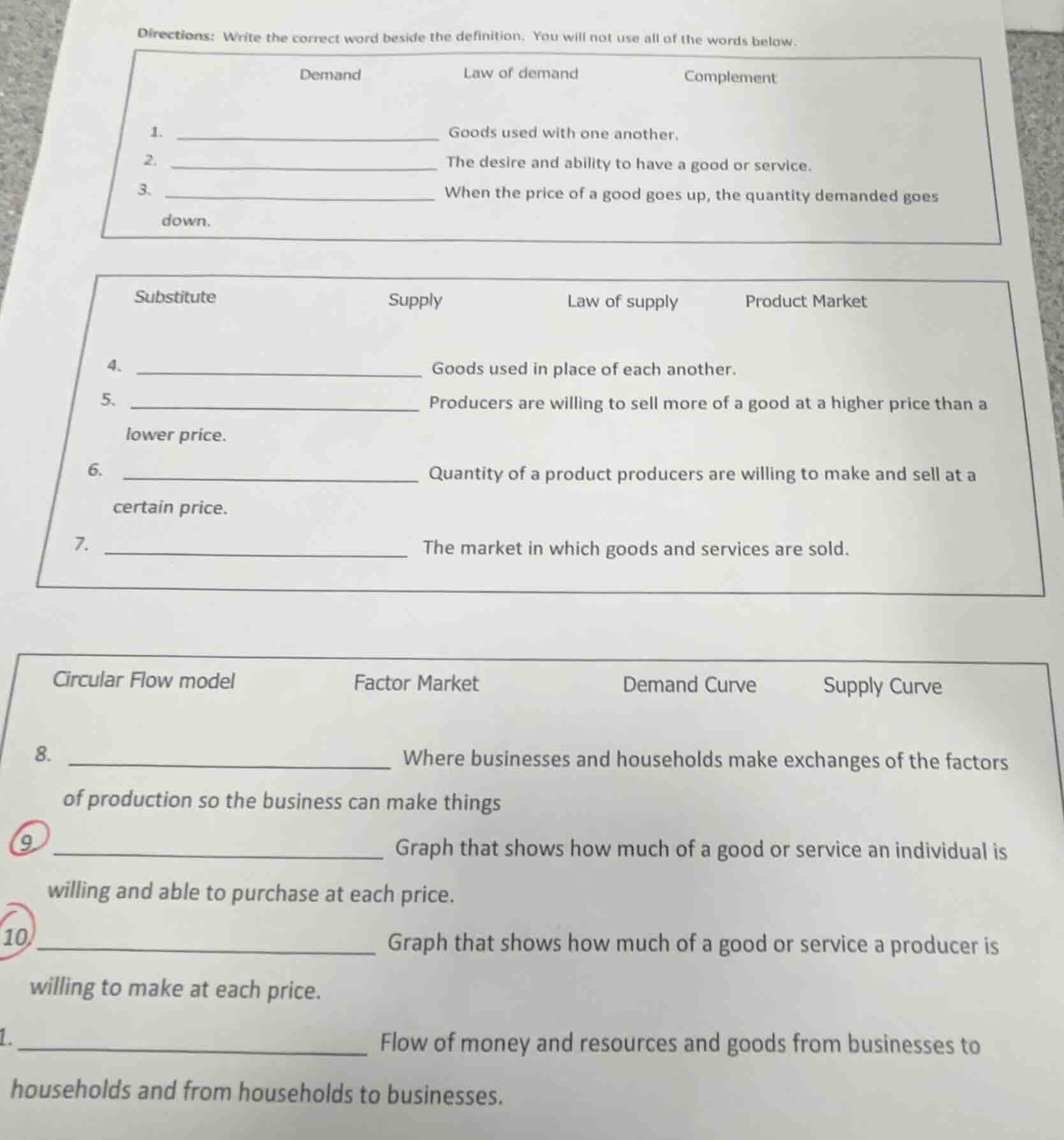 directions: write the correct word beside the definition. you will not …