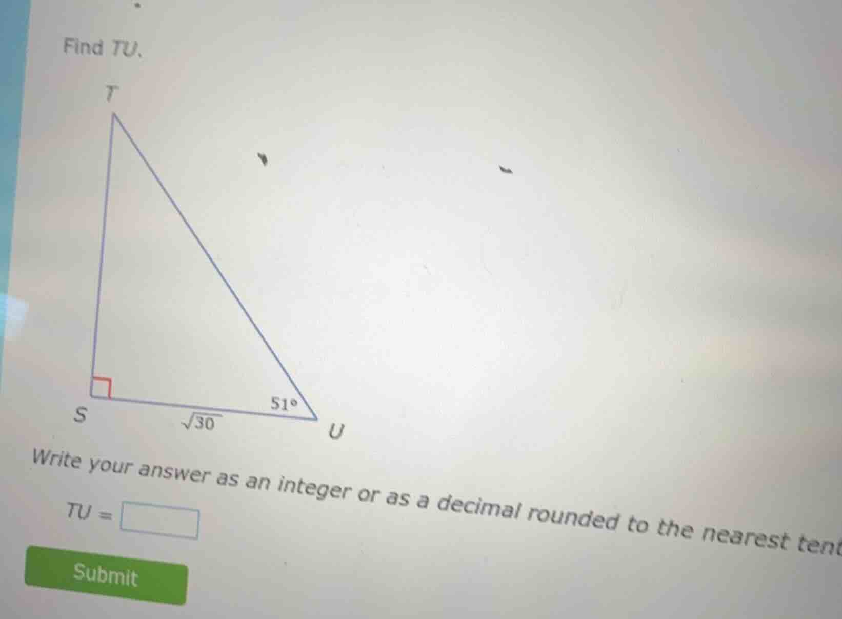 find $tu$. write your answer as an integer or as a decimal rounded to t…