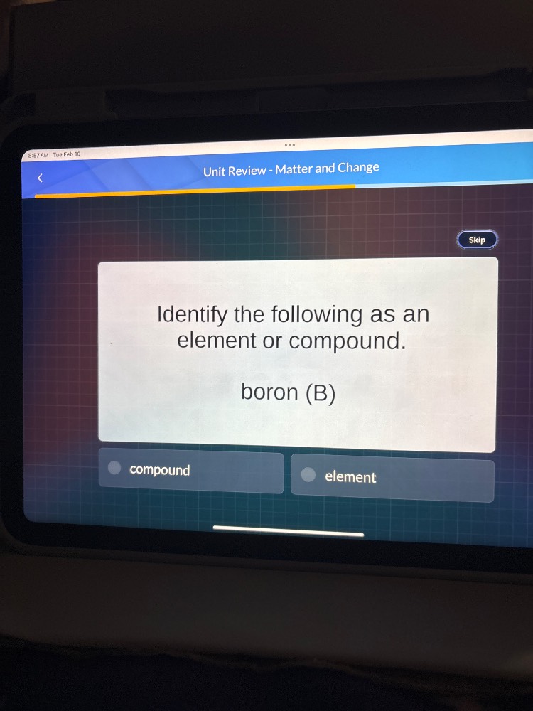 unit review - matter and change skip identify the following as an eleme…