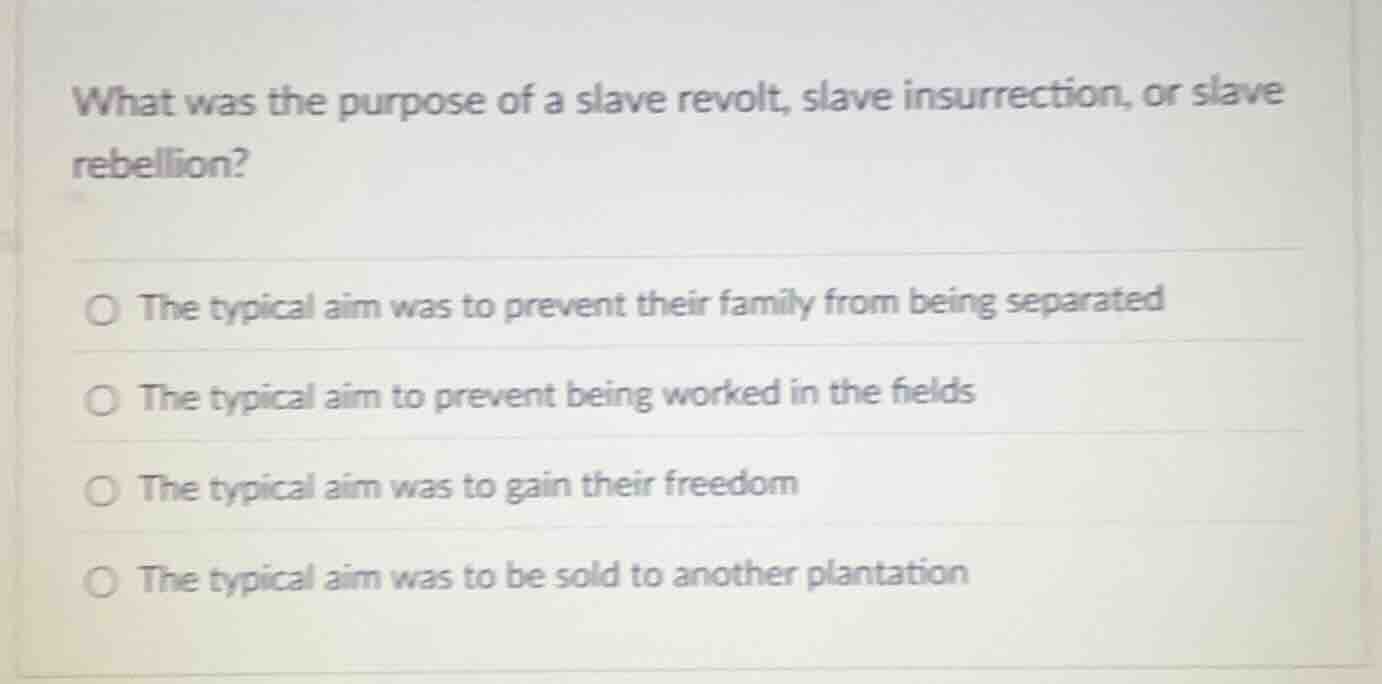 what was the purpose of a slave revolt, slave insurrection, or slave re…