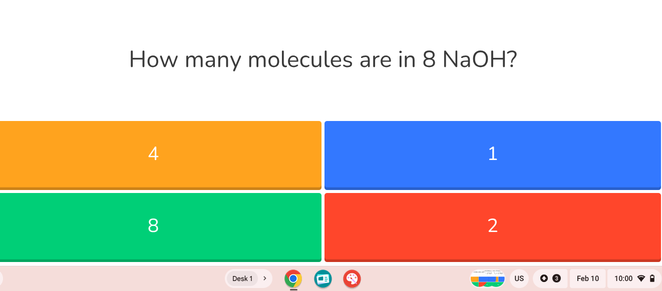how many molecules are in 8 naoh? 4 1 8 2
