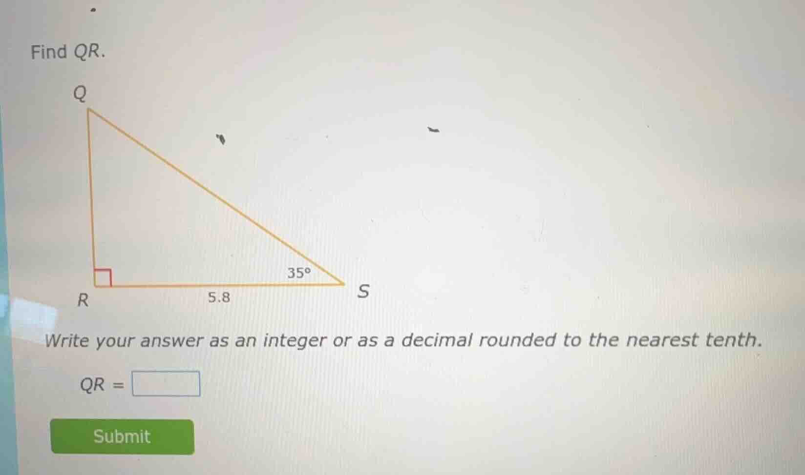 find qr. write your answer as an integer or as a decimal rounded to the…