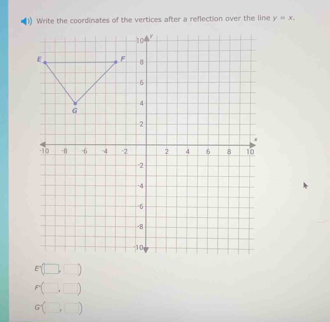 write the coordinates of the vertices after a reflection over the line …