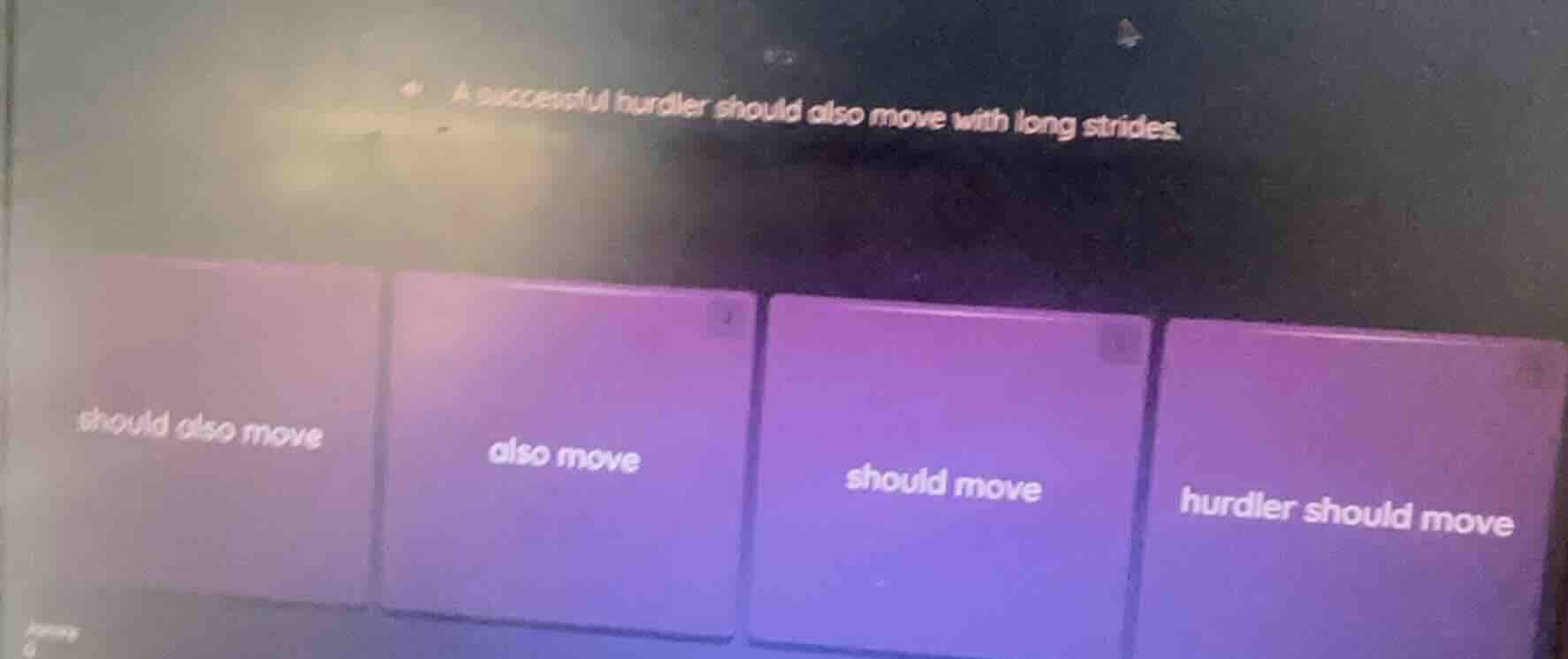 a successful hurdler should also move with long strides. should also mo…