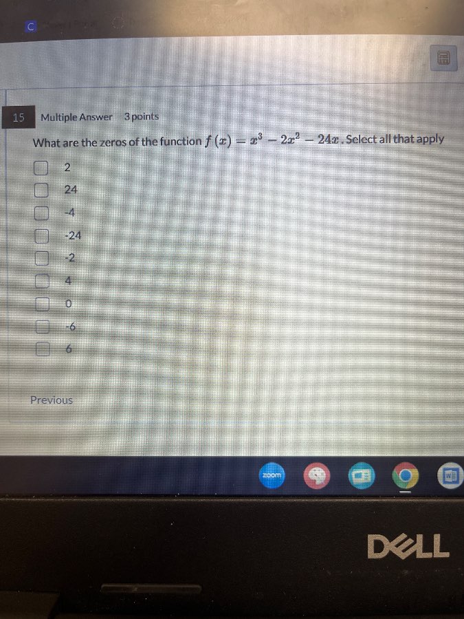 15 multiple answer 3 points what are the zeros of the function $f(x)=x^…