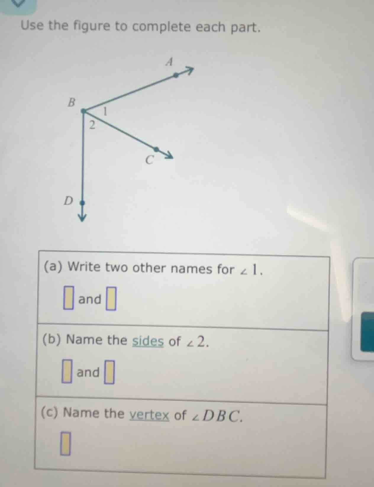 use the figure to complete each part. (a) write two other names for $an…