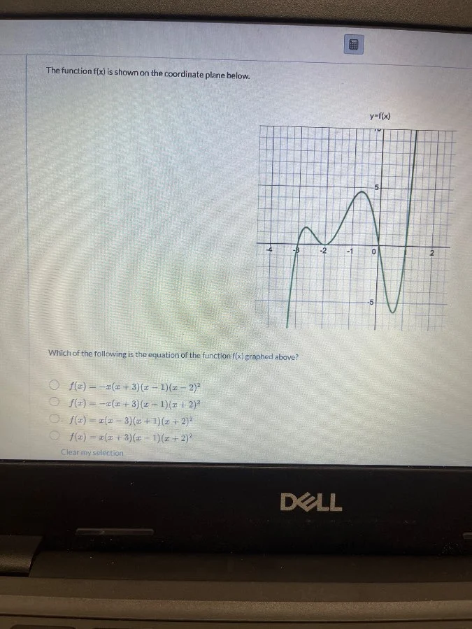 the function f(x) is shown on the coordinate plane below. y=f(x) which …