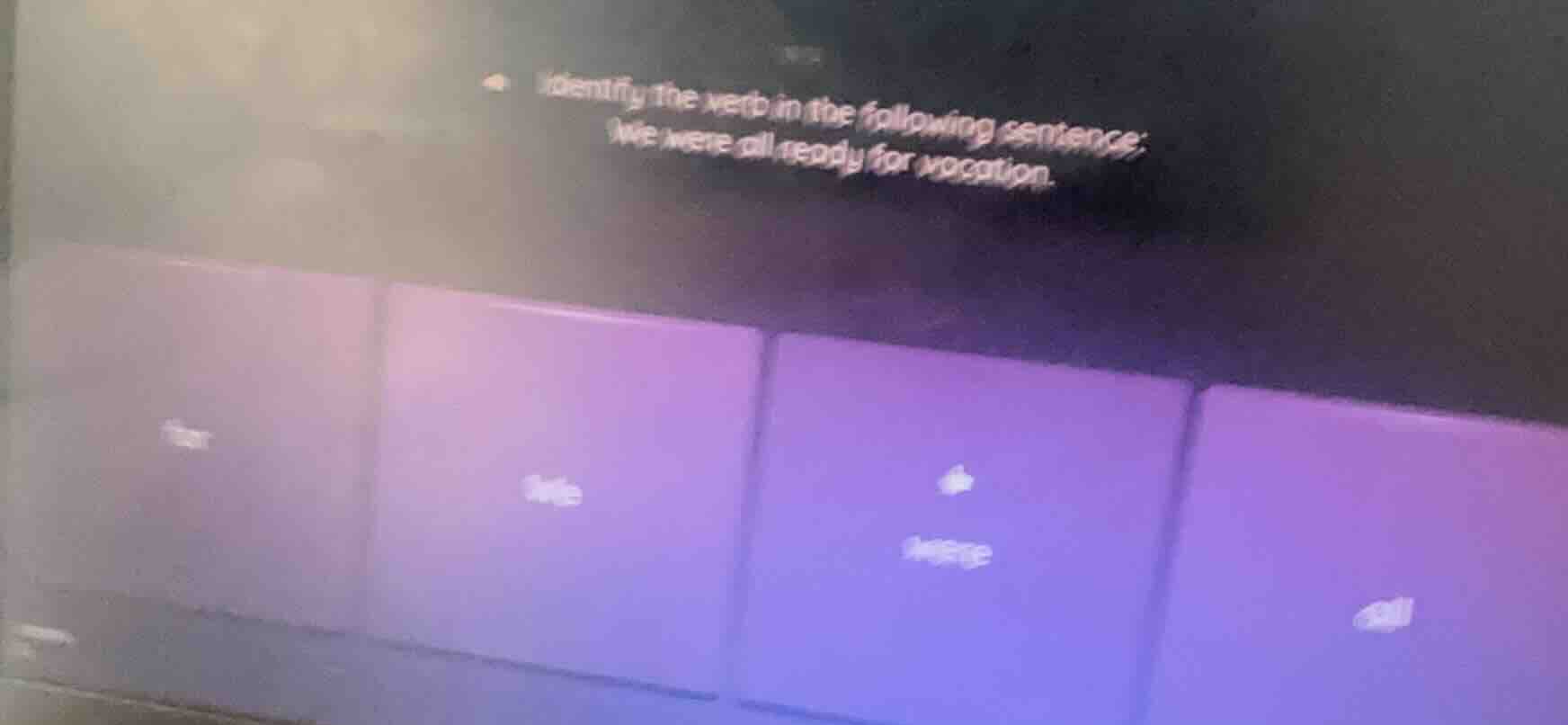 identify the verb in the following sentence:we were all ready for vocat…