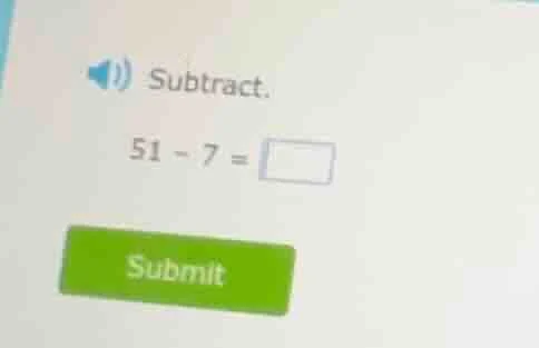 subtract. $51 - 7 = \\square$ submit