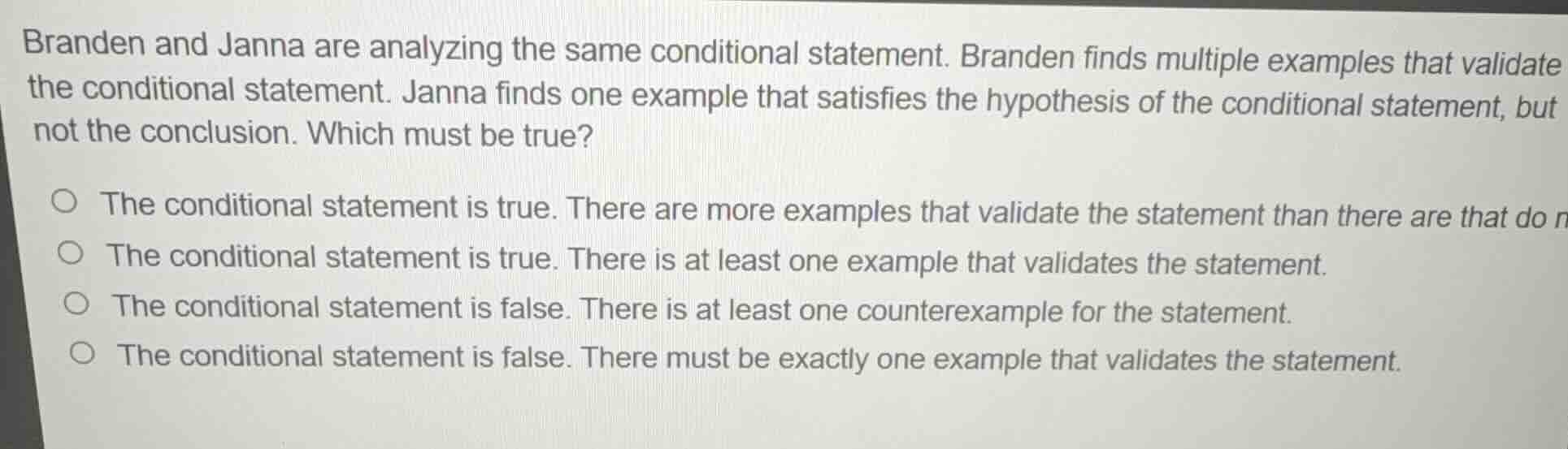 branden and janna are analyzing the same conditional statement. branden…