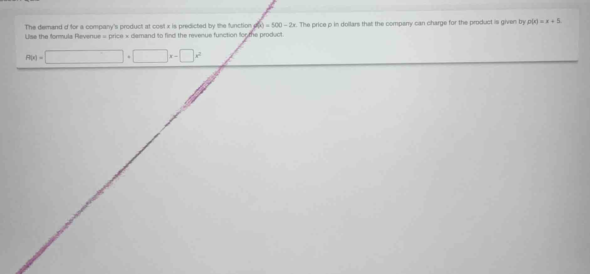the demand $d$ for a companys product at cost $x$ is predicted by the f…