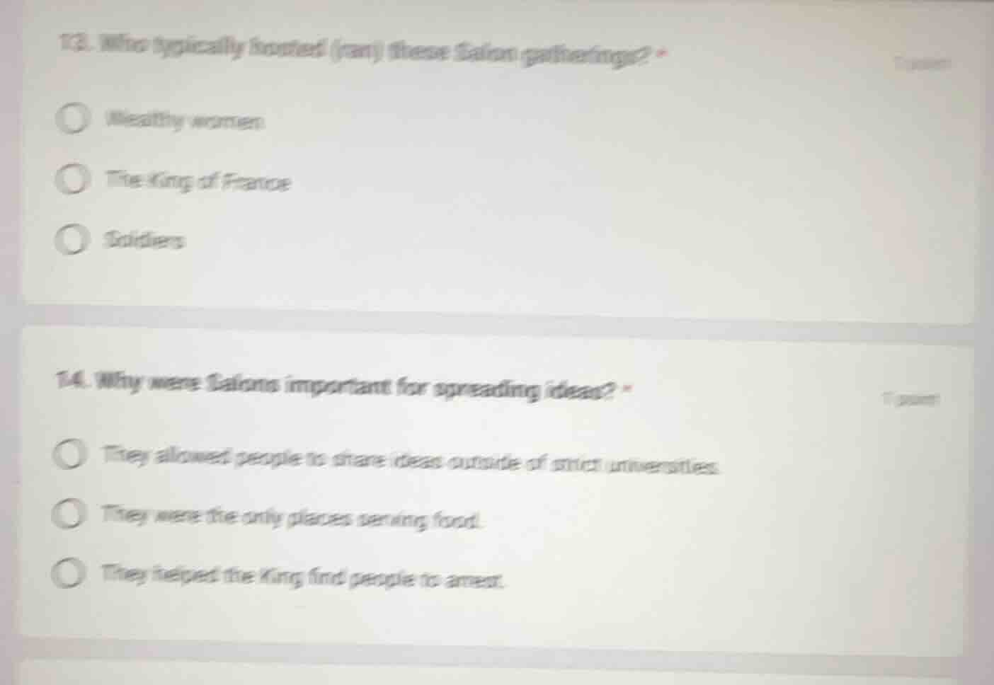 13. who typically hosted (ran) these salon gatherings?- wealthy women- …