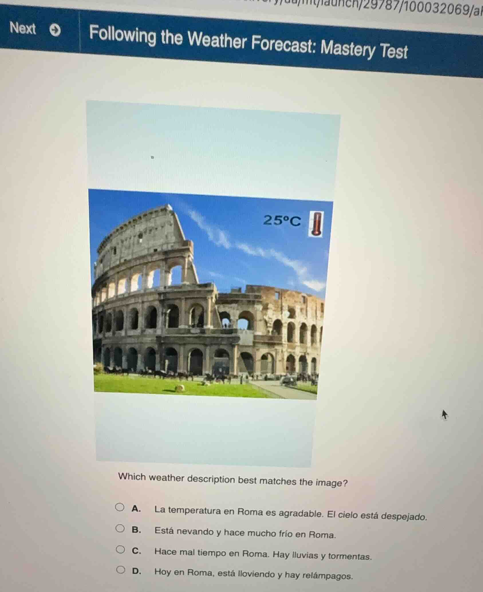 following the weather forecast: mastery test which weather description …