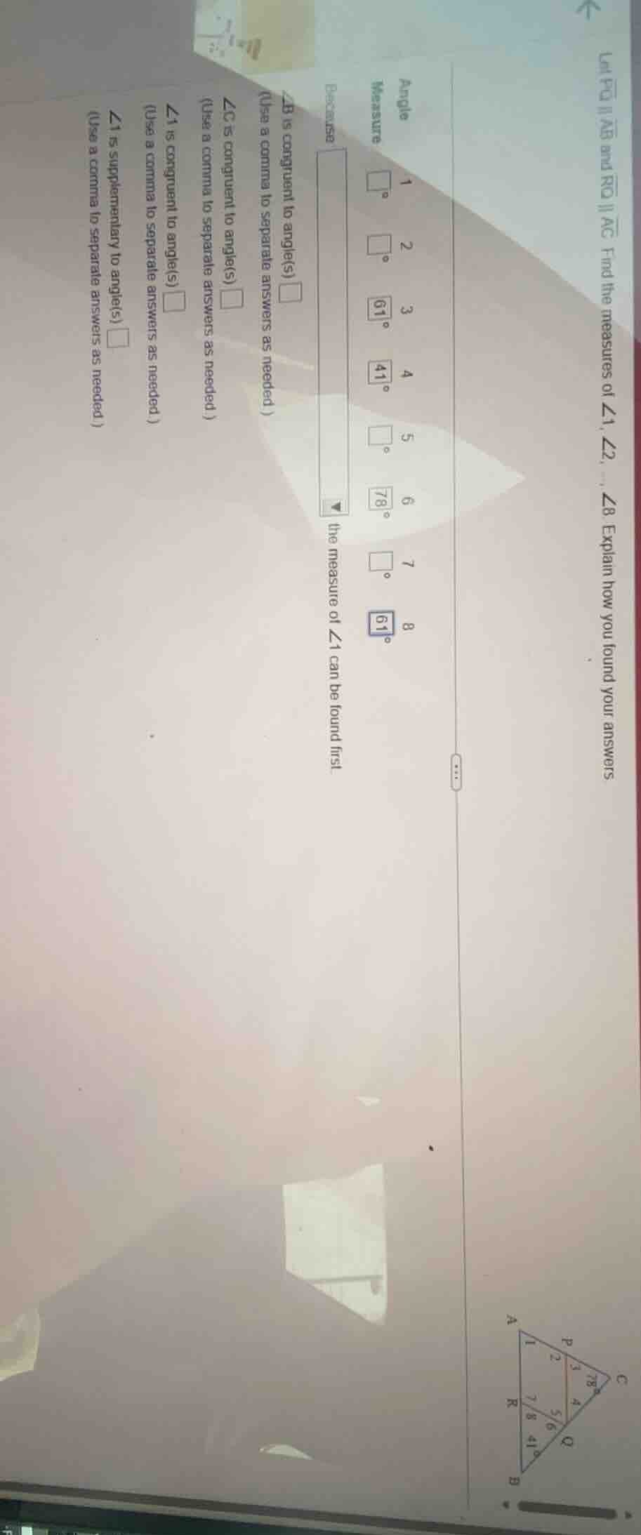 let $overline{pq} parallel overline{ab}$ and $overline{rq} parallel ove…