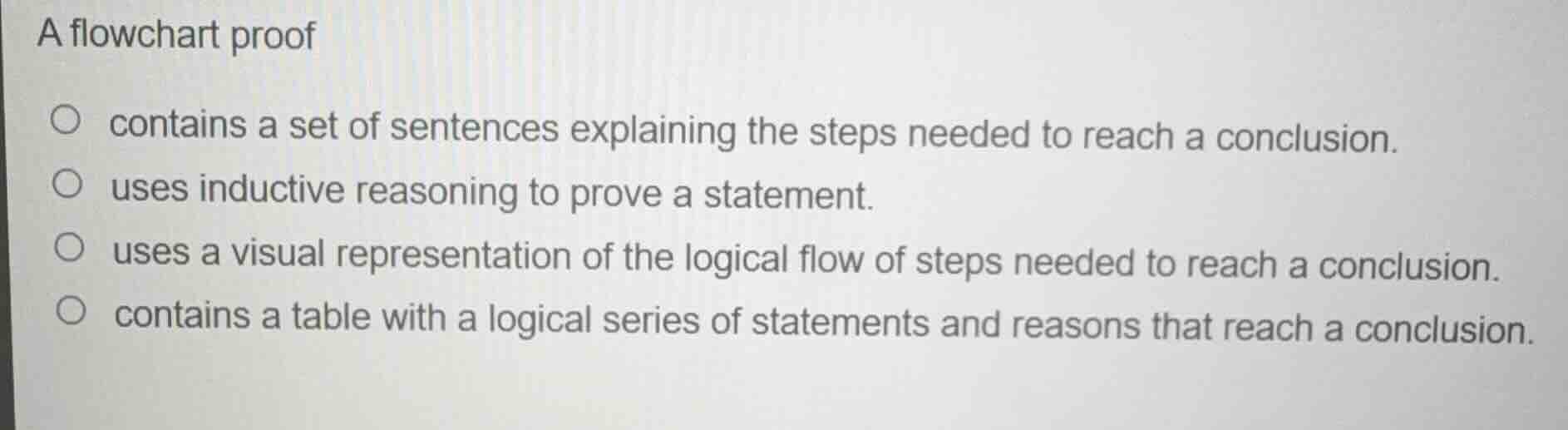 a flowchart proof contains a set of sentences explaining the steps need…