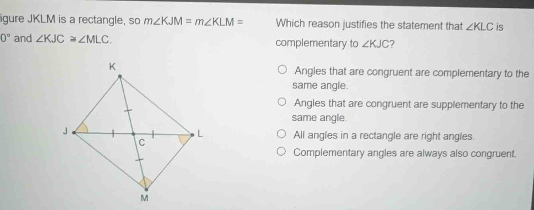 igure jklm is a rectangle, so $m\\angle kjm = m\\angle klm = 90^\\circ$…