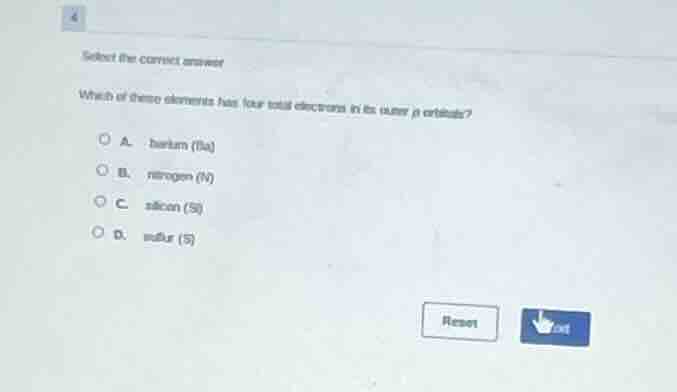 select the correct answer which of these elements has four total electr…