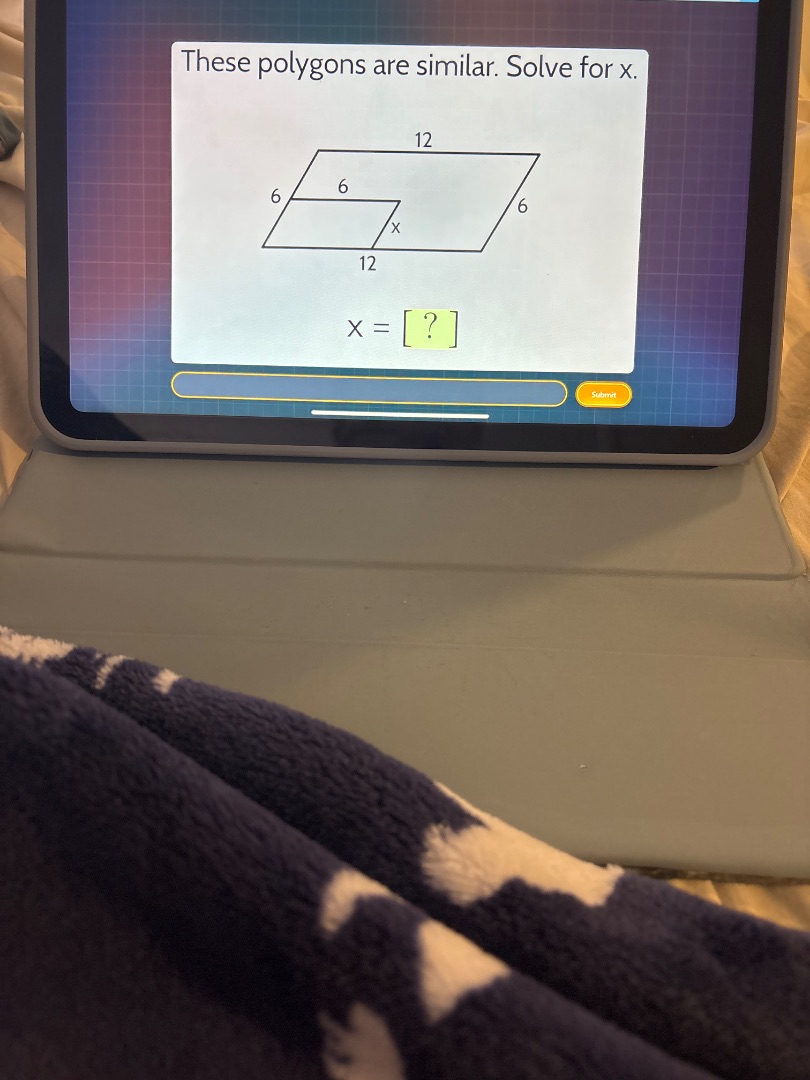 these polygons are similar. solve for x. 12 6 6 6 12 x = ?
