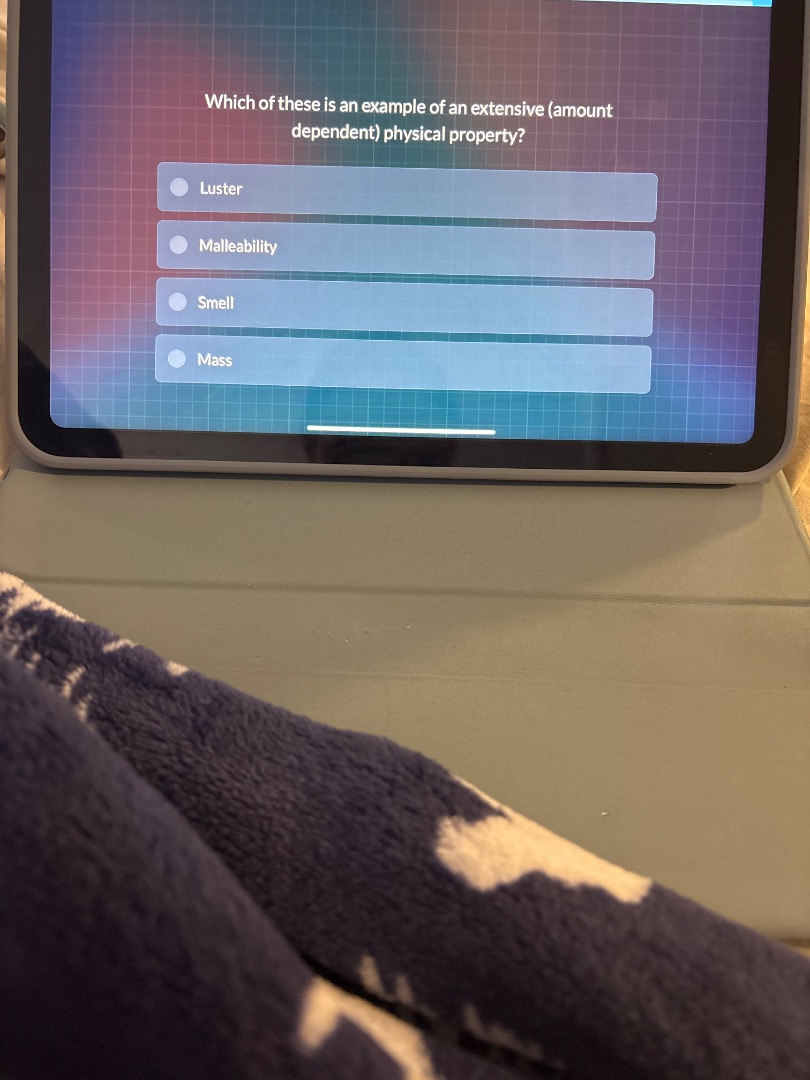 which of these is an example of an extensive (amount dependent) physica…