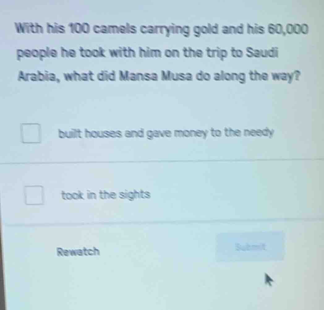 with his 100 camels carrying gold and his 60,000 people he took with hi…