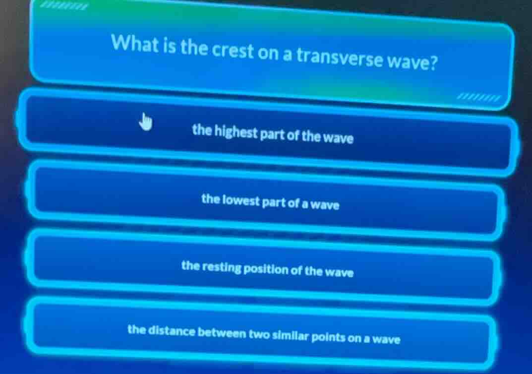 what is the crest on a transverse wave? the highest part of the wave th…