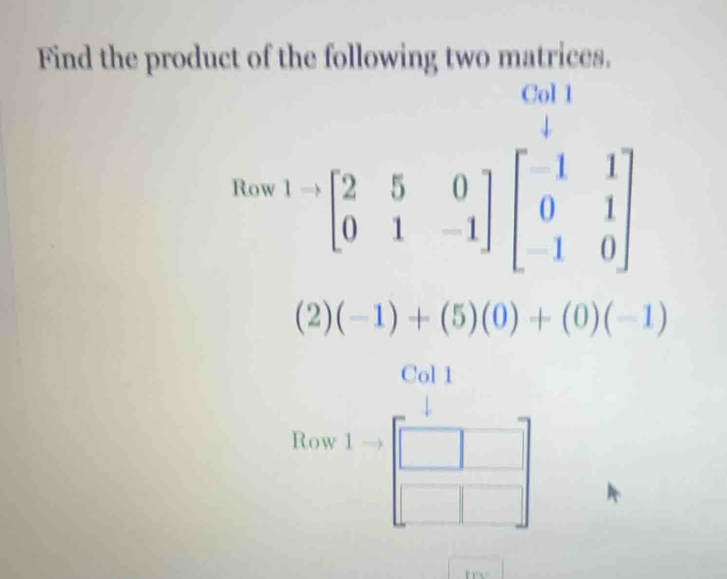find the product of the following two matrices. row 1 $ ightarrow \begi…